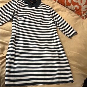 Lands' End Canvas Black and Off-White Sheath Dress with Removable Collar